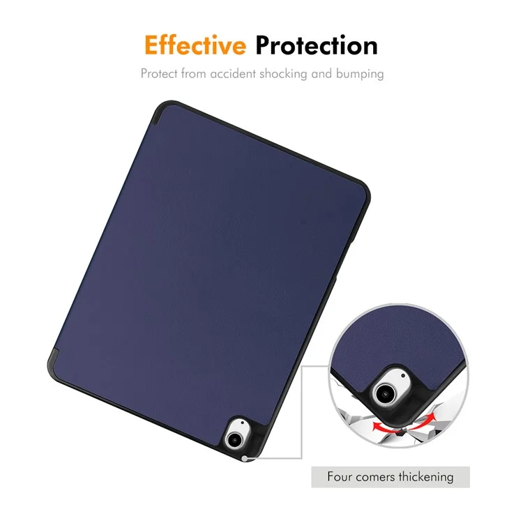 ENKAY HAT PRINCE Para iPad Air 13 (2024) Tri-Fold Stand Tablet Case PU Leather+TPU Smart Cover com Suporte para Lápis - Azul Escuro