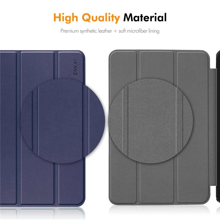 ENKAY HAT PRINCE Para iPad Air 13 (2024) Tri-Fold Stand Tablet Case PU Leather+TPU Smart Cover com Suporte para Lápis - Azul Escuro