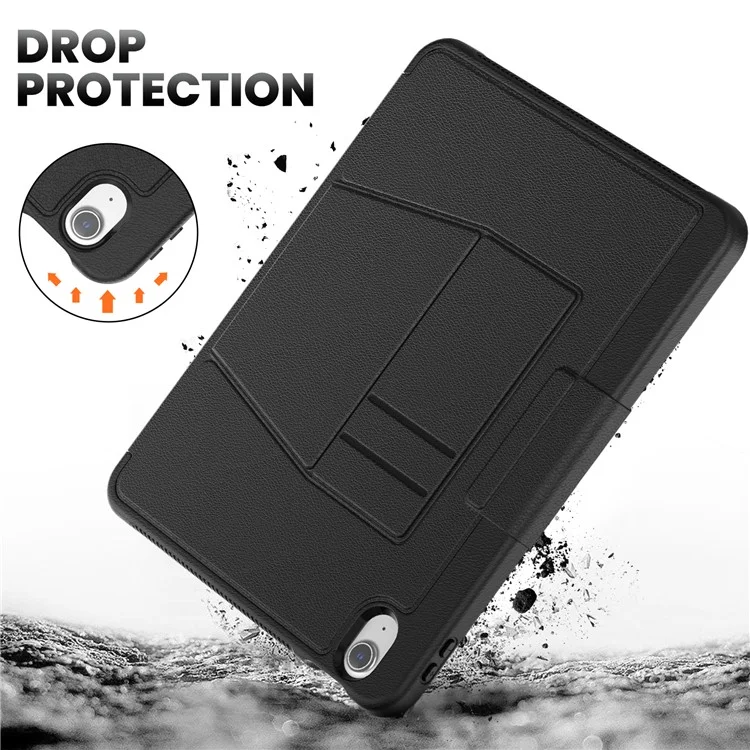Para iPad Air 11 (2024) Style B Auto Wake / Sleep PU Leather Tablet Case Card Holder Stand Cover with Pencil Slot - Black