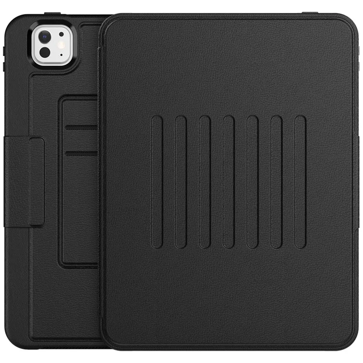 Per iPad Pro 11 (2024) Stile B Auto Wake / Sleep PU Leather Tablet Case Card Holder Stand Cover con Pencil Slot - Nero