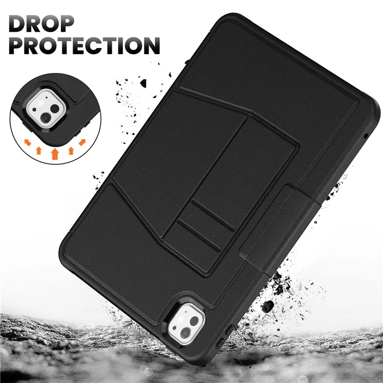 Per iPad Pro 11 (2024) Stile B Auto Wake / Sleep PU Leather Tablet Case Card Holder Stand Cover con Pencil Slot - Nero