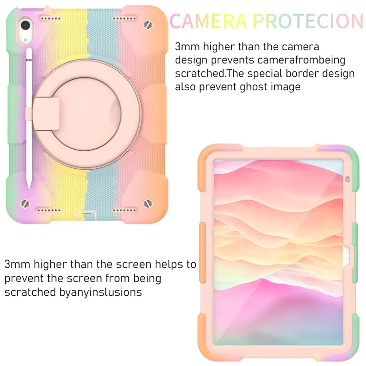 For iPad Air 11 (2025) / (2024) Protective Case PC+Silicone Tablet Cover with Shoulder Strap - Colorful Rose Gold