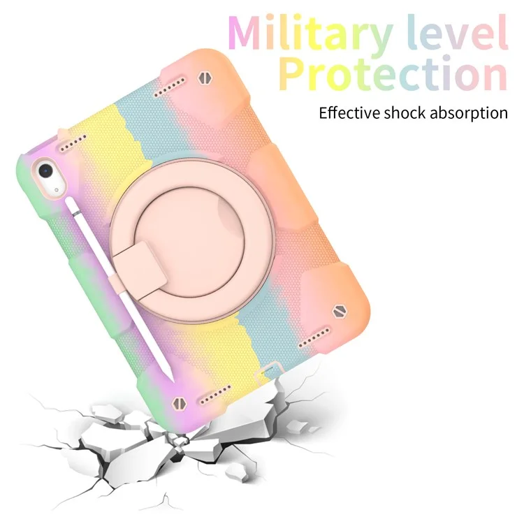 For iPad Air 11 (2025) / (2024) Protective Case PC+Silicone Tablet Cover with Shoulder Strap - Colorful Rose Gold