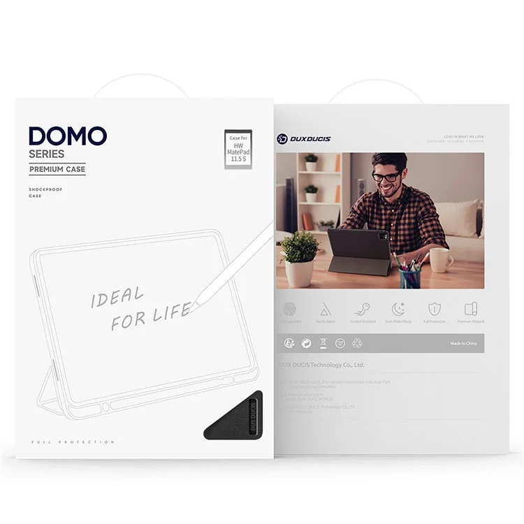 DUX DUCIS Domo Series para Huawei MatePad 11.5 S Tablet Case Tri-Fold Stand Leather Shell - Preto