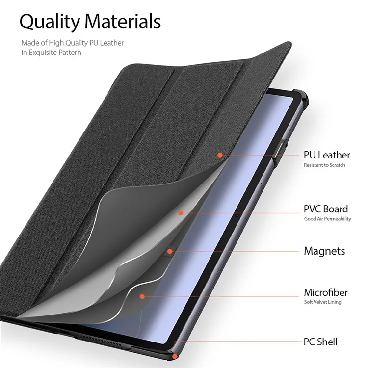 DUX DUCIS Domo Series para Huawei MatePad 11.5 S Tablet Case Tri-Fold Stand Leather Shell - Preto