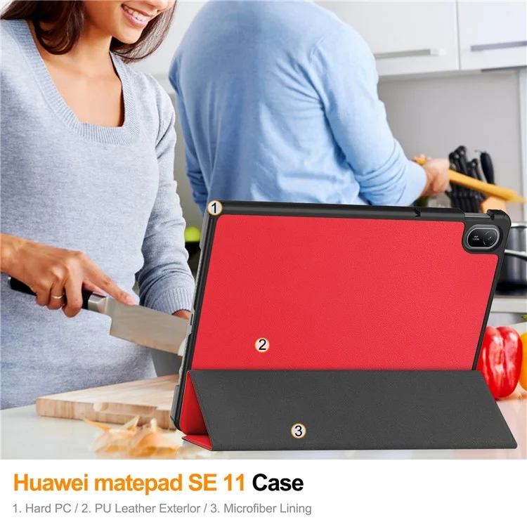 For Huawei MatePad SE 11 Stand Case Shockproof Leather Tablet Cover - Red