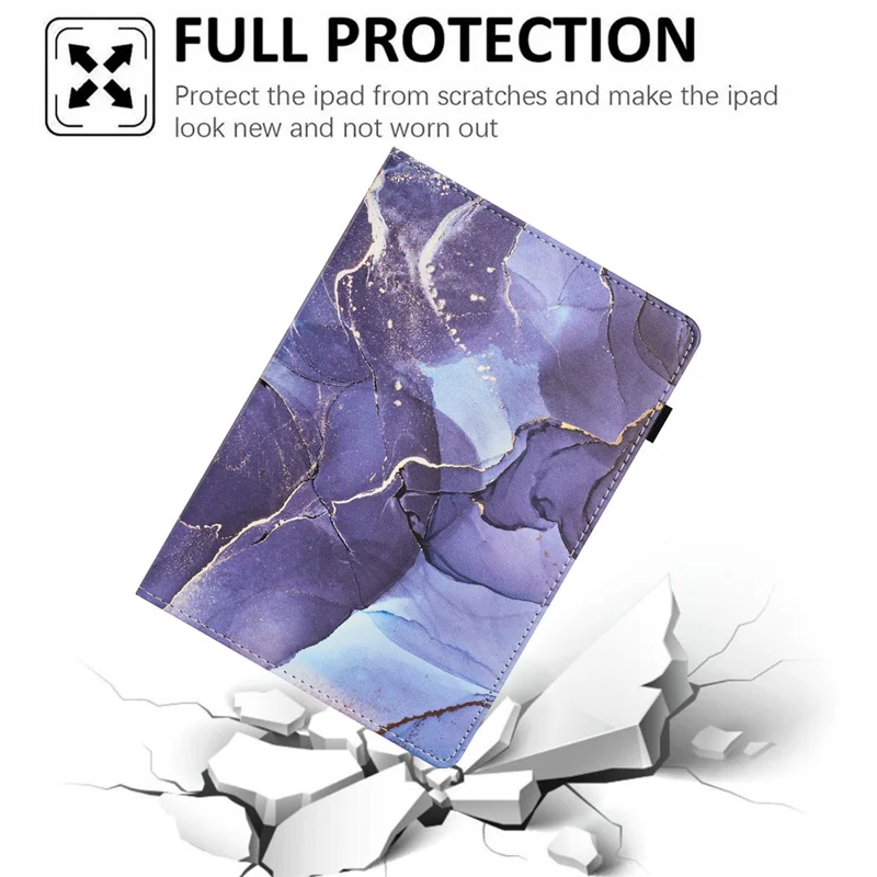 For iPad (2025) / 10.9 (2022) Case Marble Pattern Leather Stand Cover with Auto Wake / Sleep - Grey