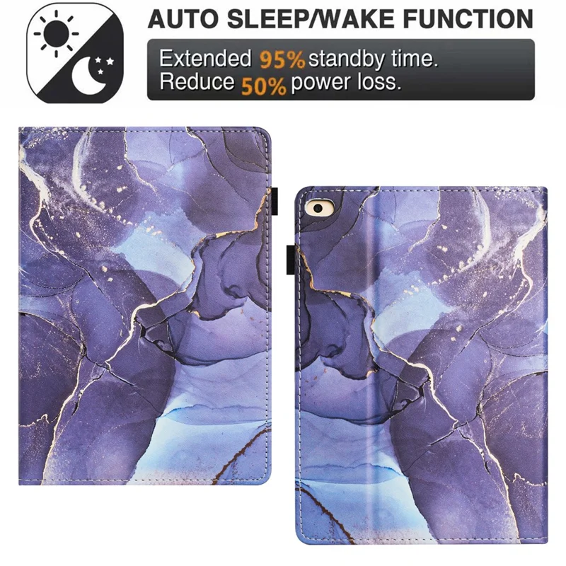For iPad mini / mini 2 / mini 3 / mini 4 / mini (2019) 7.9 inch Case Marble Leather Cover with Pencil Holder, Auto Wake / Sleep - Grey