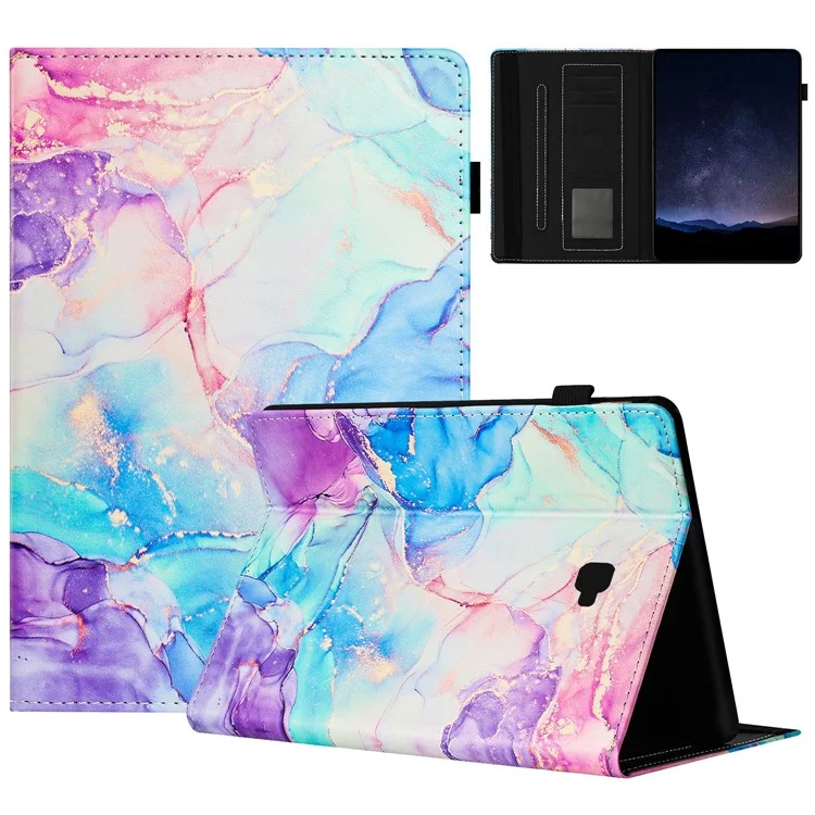 For Samsung Galaxy Tab A 10.1 (2016) T580 Case Business Folio Stand Marble Leather Tablet Cover - Purple  /  Blue
