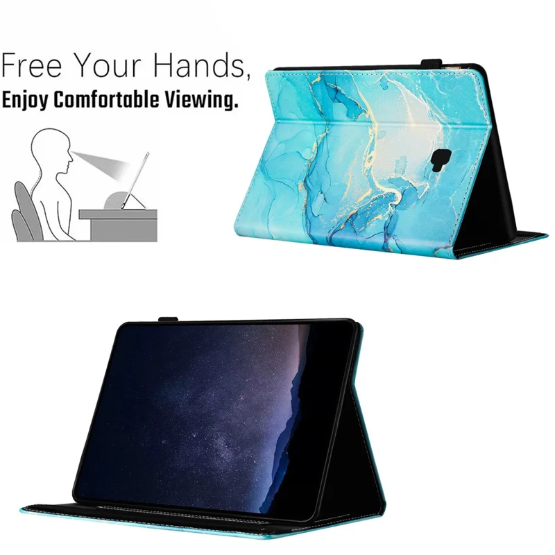 For Samsung Galaxy Tab A 10.1 (2016) T580 Case Business Folio Stand Marble Leather Tablet Cover - Green