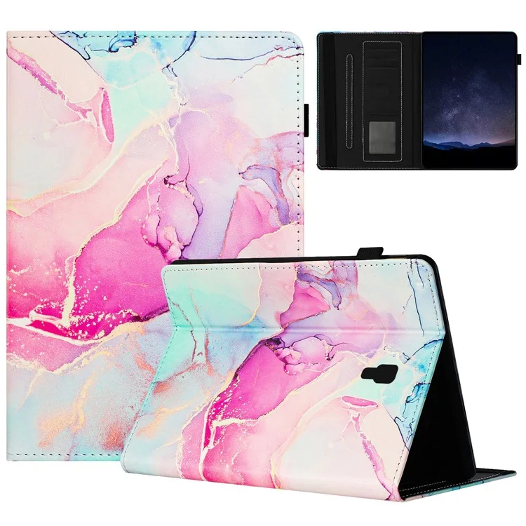 Per Samsung Galaxy Tab A 10.5 (2018) T590 T595 Custodia Smart Leather Cover Multi-Angle Stand Marble Pattern - Rosa