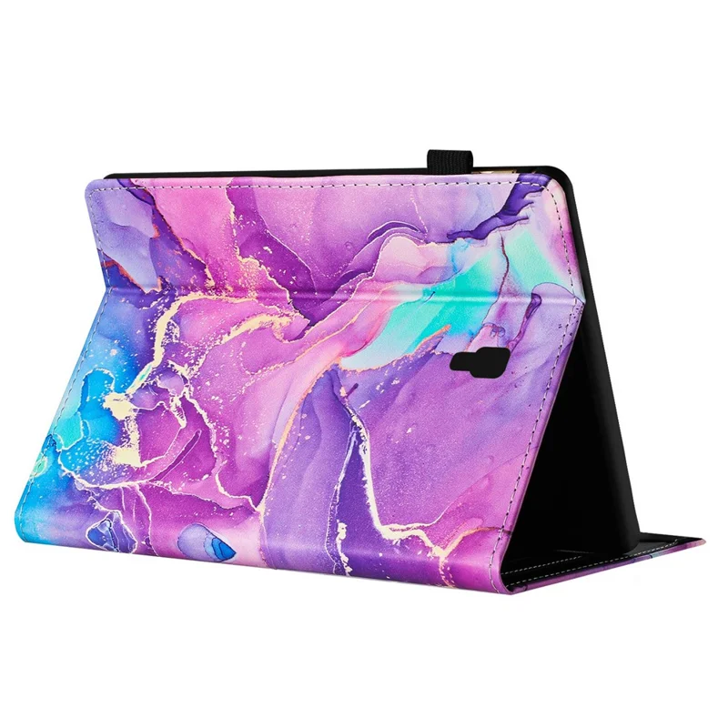 For Samsung Galaxy Tab A 10.5 (2018) T590 T595 Case Smart Leather Cover Multi-Angle Stand Marble Pattern - Purple