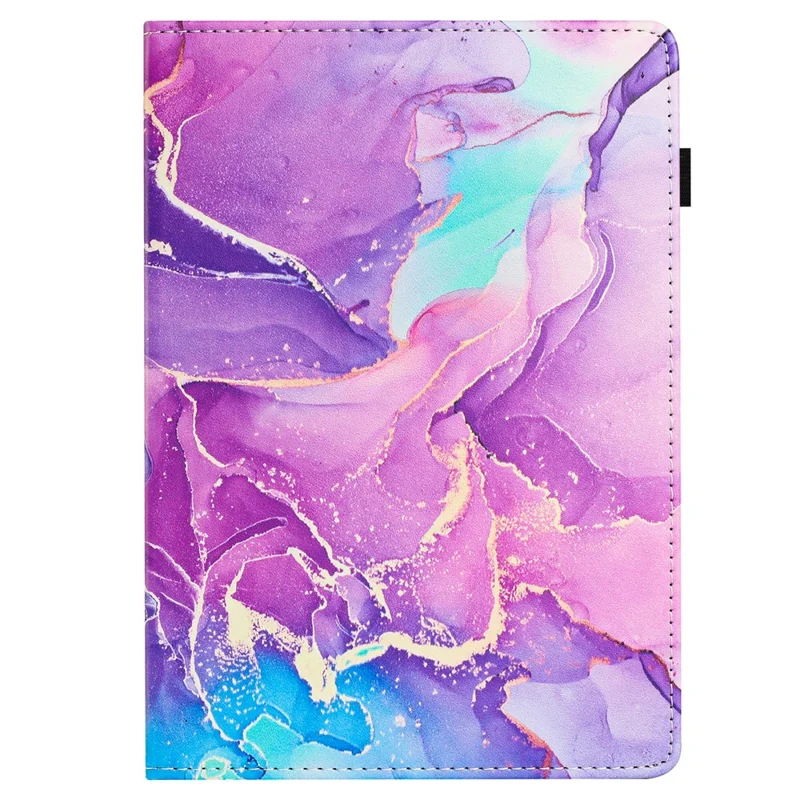 For Samsung Galaxy Tab A 10.5 (2018) T590 T595 Case Smart Leather Cover Multi-Angle Stand Marble Pattern - Purple