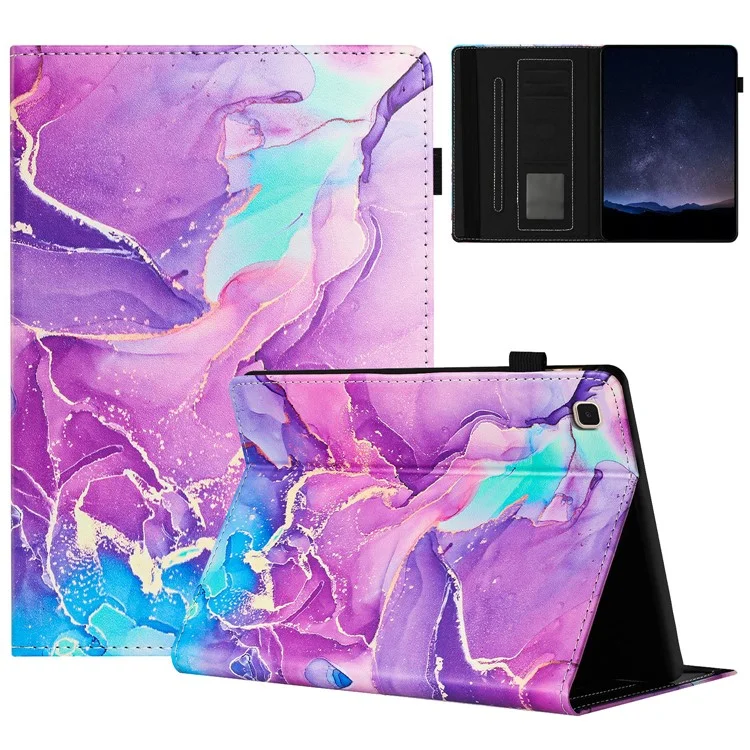 Per Samsung Galaxy Tab A7 10.4 (2020) T500 Custodia Folio in Piedi in Pelle PU Marmo Copertura con Supporto per Matita - Viola