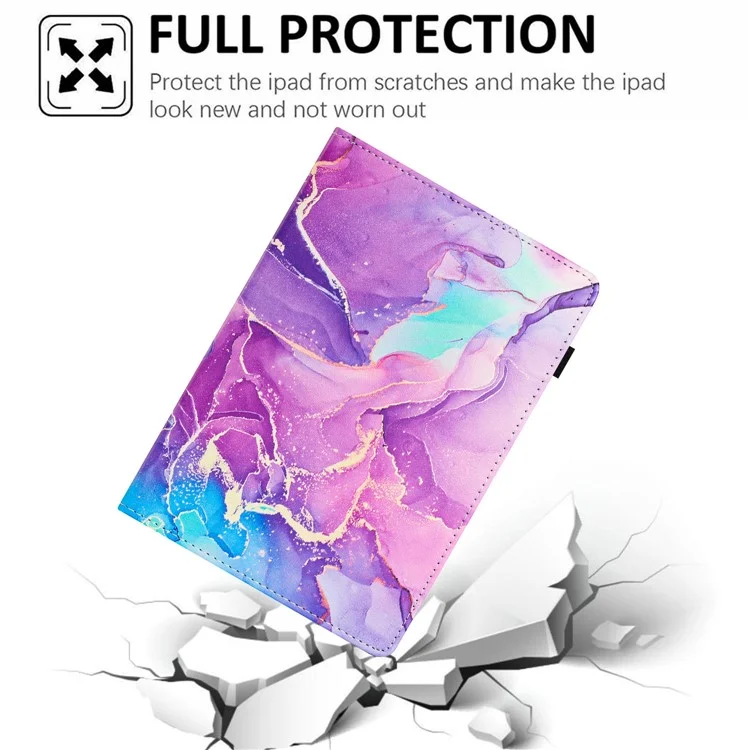 Per Samsung Galaxy Tab A7 10.4 (2020) T500 Custodia Folio in Piedi in Pelle PU Marmo Copertura con Supporto per Matita - Viola