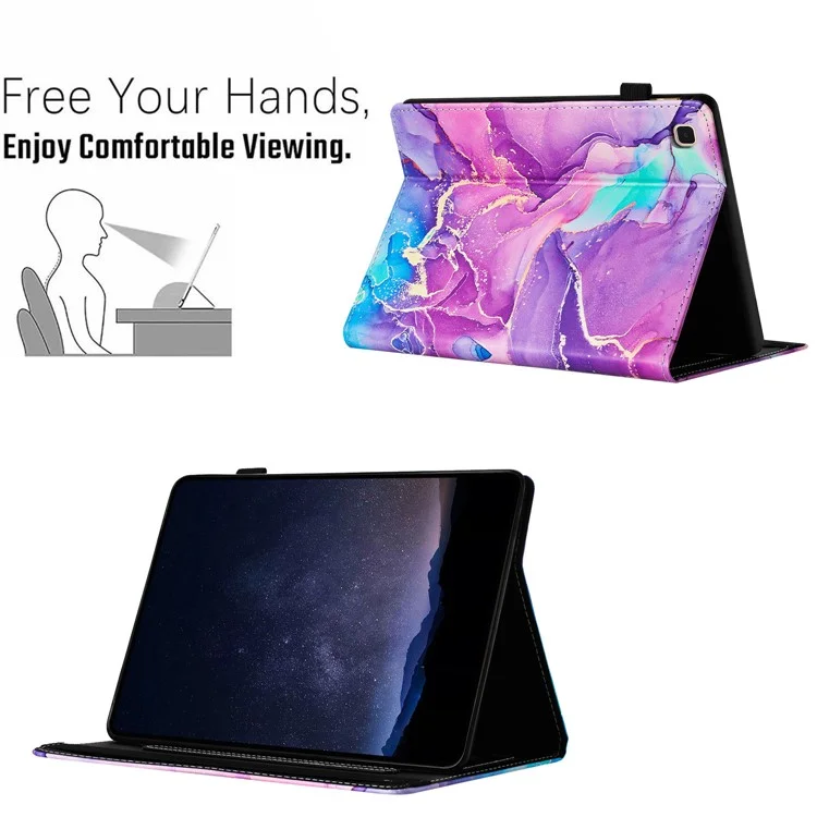 Per Samsung Galaxy Tab A7 10.4 (2020) T500 Custodia Folio in Piedi in Pelle PU Marmo Copertura con Supporto per Matita - Viola