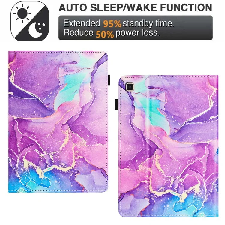 Per Samsung Galaxy Tab A7 10.4 (2020) T500 Custodia Folio in Piedi in Pelle PU Marmo Copertura con Supporto per Matita - Viola