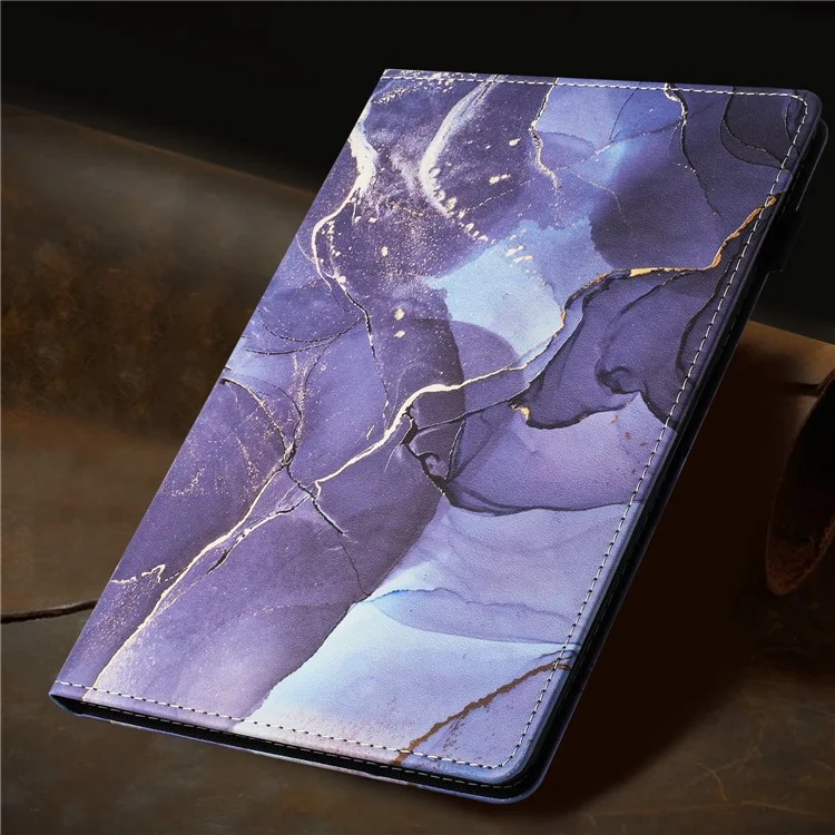 For Samsung Galaxy Tab S6 Lite (2024) / (2022) / (2020) P610 Case PU Leather Marble Cover with Auto Wake / Sleep - Grey