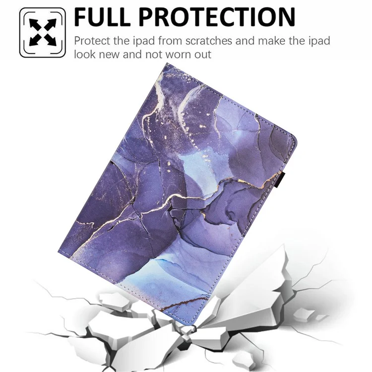 For Samsung Galaxy Tab S6 Lite (2024) / (2022) / (2020) P610 Case PU Leather Marble Cover with Auto Wake / Sleep - Grey