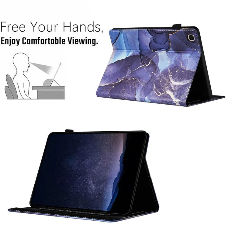 For Samsung Galaxy Tab S6 Lite (2024) / (2022) / (2020) P610 Case PU Leather Marble Cover with Auto Wake / Sleep - Grey