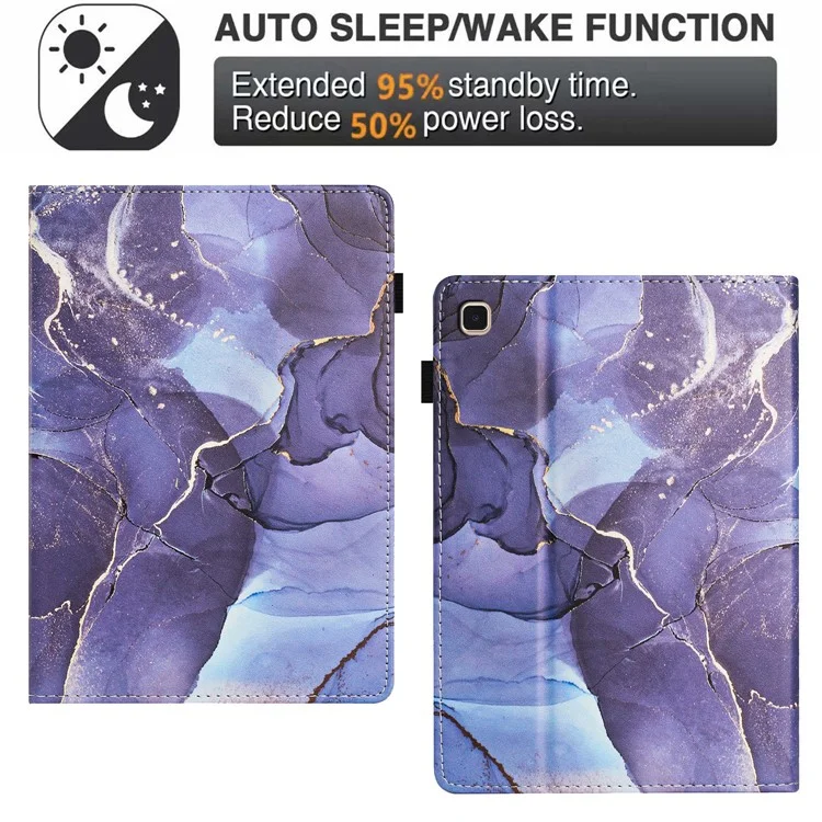 For Samsung Galaxy Tab S6 Lite (2024) / (2022) / (2020) P610 Case PU Leather Marble Cover with Auto Wake / Sleep - Grey