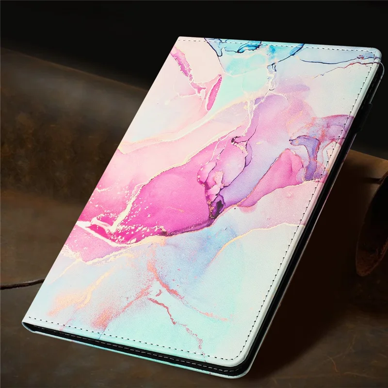 For Samsung Galaxy Tab A8 10.5 (2021) X200 X205 / (2022) Case Leather Business Folio Cover Marble Printing - Pink