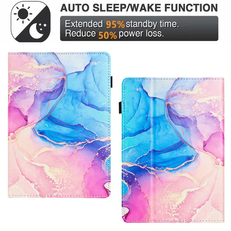 Marble Printed Leather Case for Amazon Paperwhite 4 (2018) / Paperwhite 3 (2015) / Paperwhite 2 (2015) / Paperwhite (2015) - Pink  /  Blue