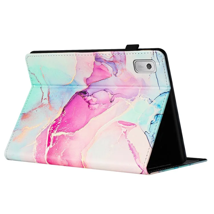Per Lenovo Tab M9 Case Leather Full Protection Stand Tablet Cover Marble Pattern - Pink