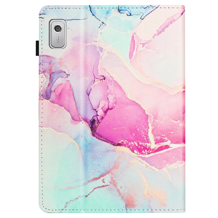 Per Lenovo Tab M9 Case Leather Full Protection Stand Tablet Cover Marble Pattern - Pink