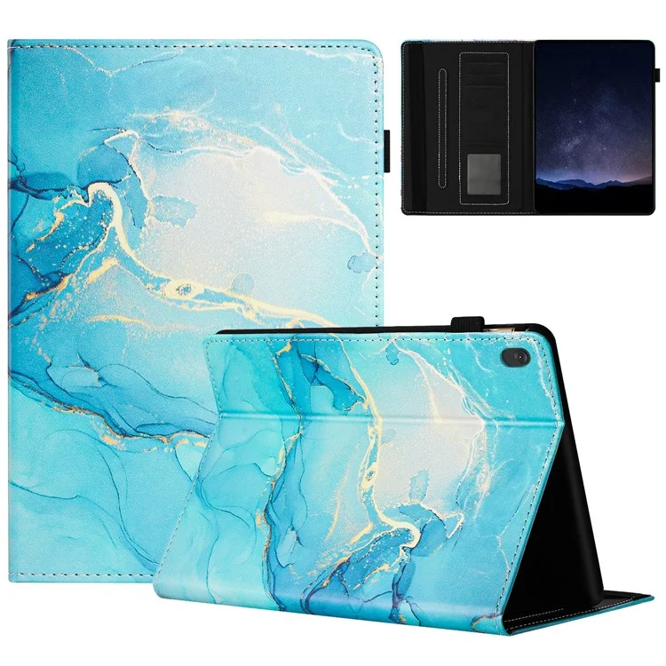 Per Lenovo Tab M10 Case Marble Pattern PU Leather Smart Stand Cover con slot per schede - Verde