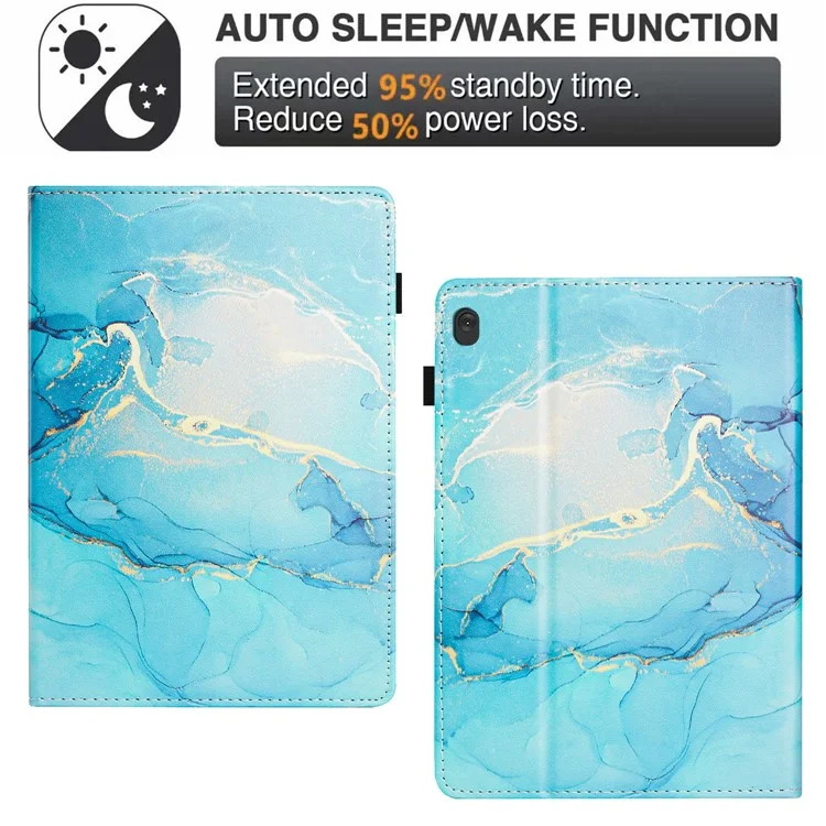 Per Lenovo Tab M10 Case Marble Pattern PU Leather Smart Stand Cover con slot per schede - Verde