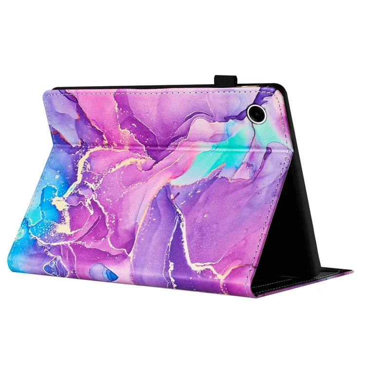 For Lenovo M10 Plus Case with Auto Wake / Sleep Marble Pattern PU Leather Cover - Purple