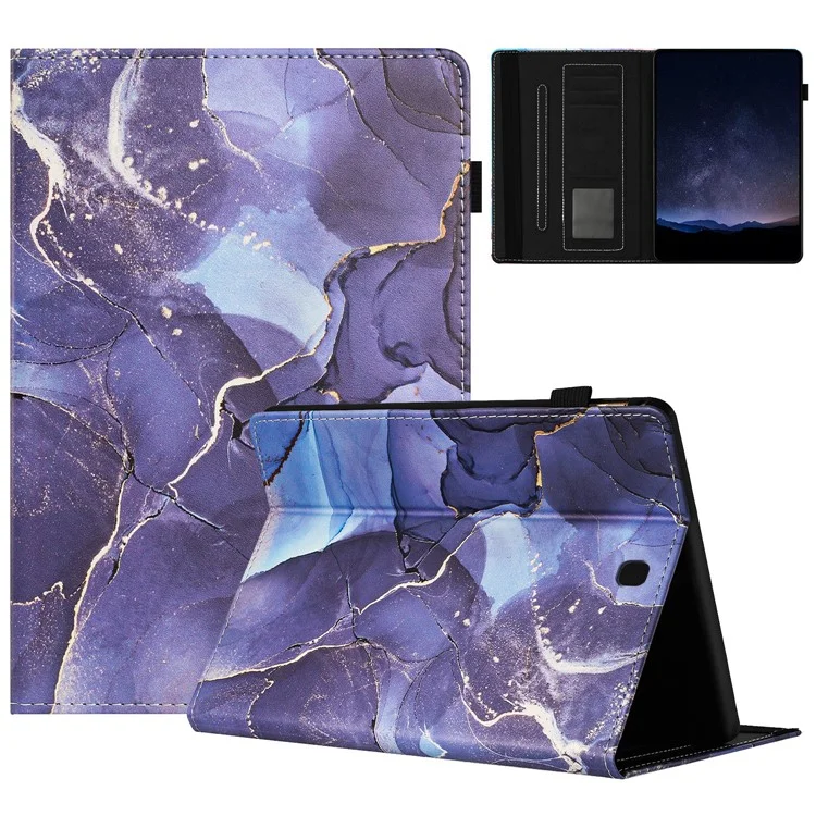 Für Samsung Galaxy Tab A 8.0 SM-T350 (2015) Hülle Kartenschlitze Intelligente Marmor-Leder-Tablet-Abdeckung - Grau