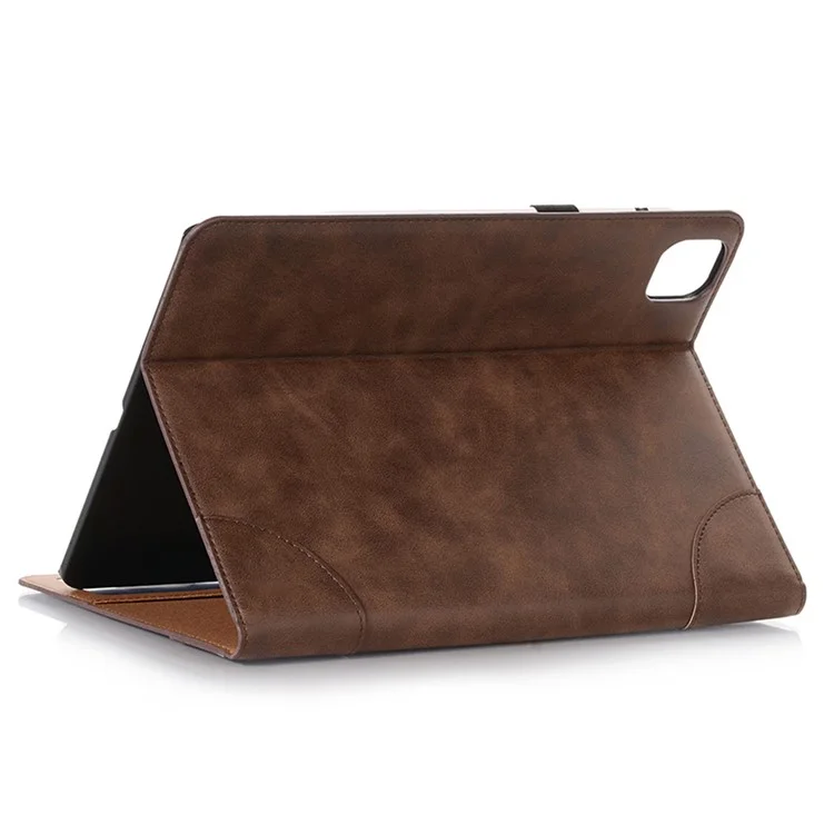 For iPad Pro 13 (2024) Case Auto Wake / Sleep Retro PU Leather Wallet Tablet Cover - Dark Brown