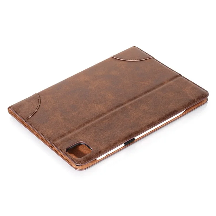 For iPad Pro 13 (2024) Case Auto Wake / Sleep Retro PU Leather Wallet Tablet Cover - Dark Brown