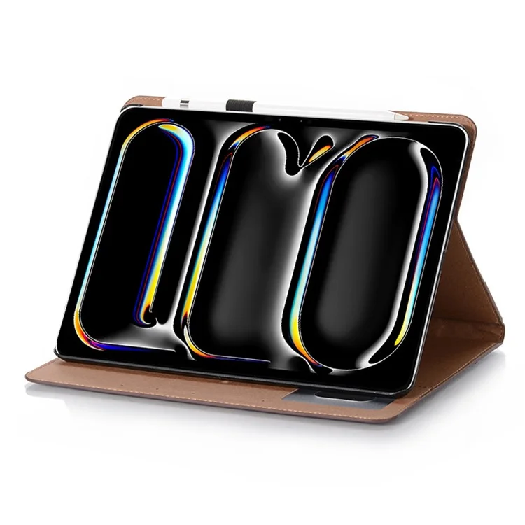 For iPad Pro 11 (2024) Case Wallet Stand Leather Tablet Cover with Auto Wake / Sleep - Light Brown