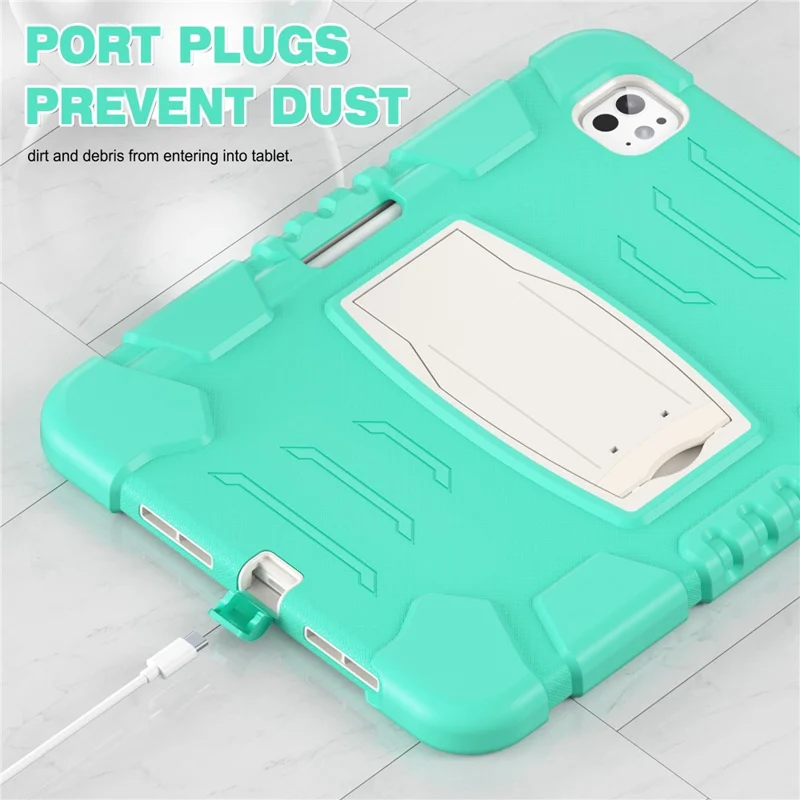For iPad Pro 11 (2025) / 11 (2024) Case PC+Silicone Tablet Cover with Kickstand - Mint Green