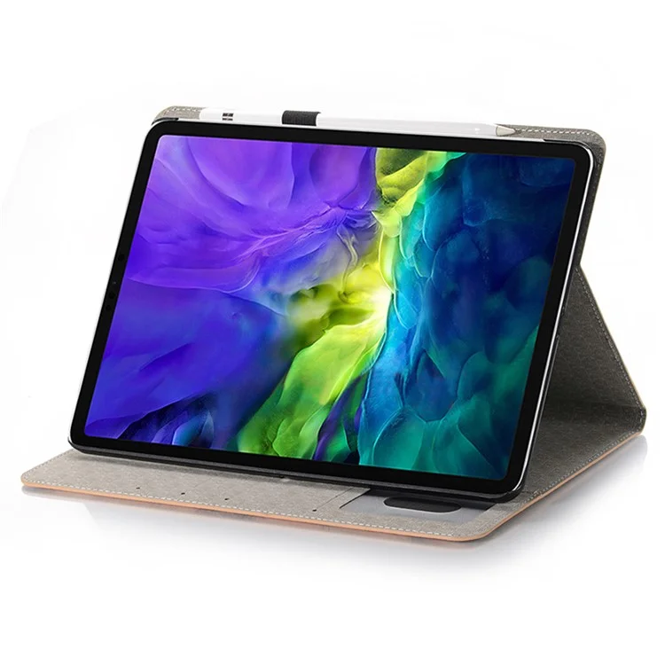 For iPad Pro 13 (2024) Case Wallet Map Pattern PU Leather Folio Tablet Cover Auto Wake / Sleep - Brown