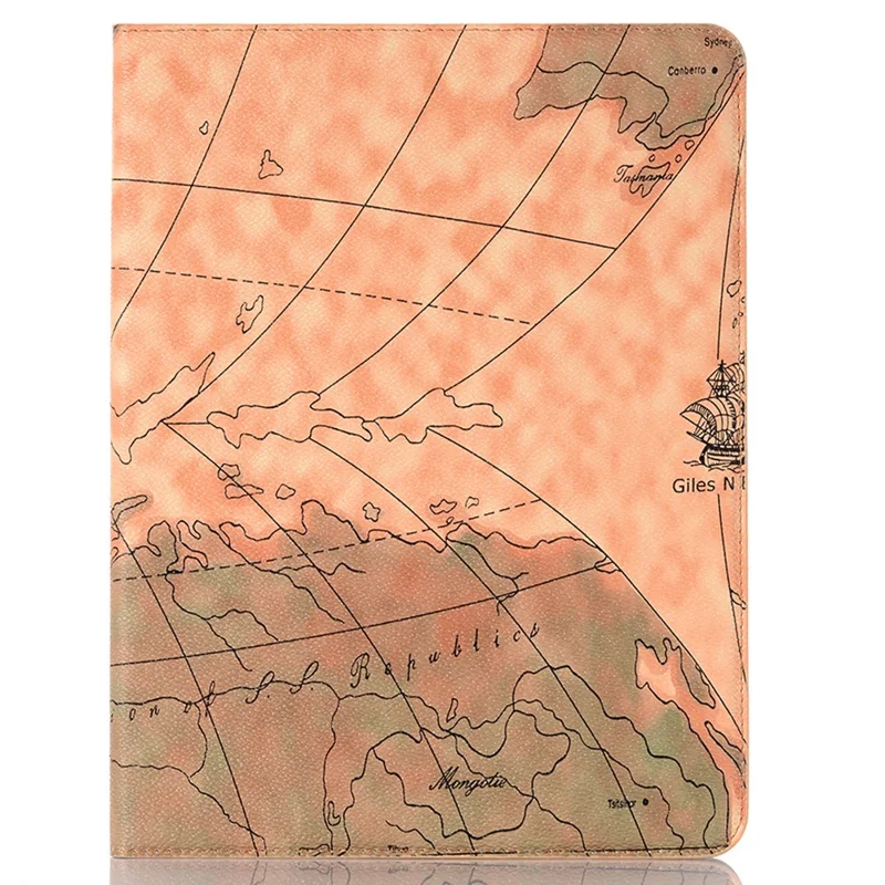 For iPad Pro 11 (2025) / 11 (2024) Case Auto Wake / Sleep Leather Tablet Cover Map Pattern Card Slots - Brown