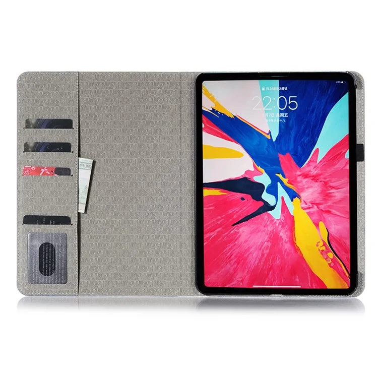 For iPad Pro 13 (2024) Case Smart PU Leather Tablet Cover Cash / Card Slots Crocodile Texture - Blue