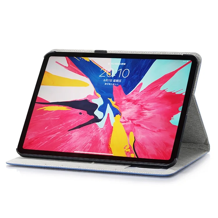 For iPad Pro 13 (2024) Case Smart PU Leather Tablet Cover Cash / Card Slots Crocodile Texture - Blue