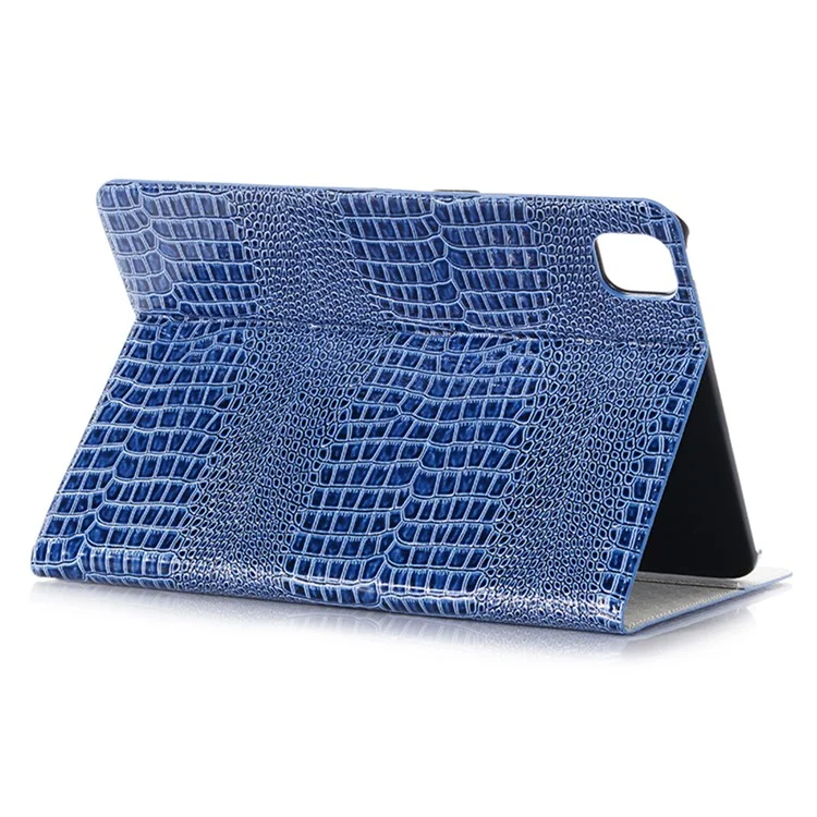 For iPad Pro 13 (2024) Case Smart PU Leather Tablet Cover Cash / Card Slots Crocodile Texture - Blue