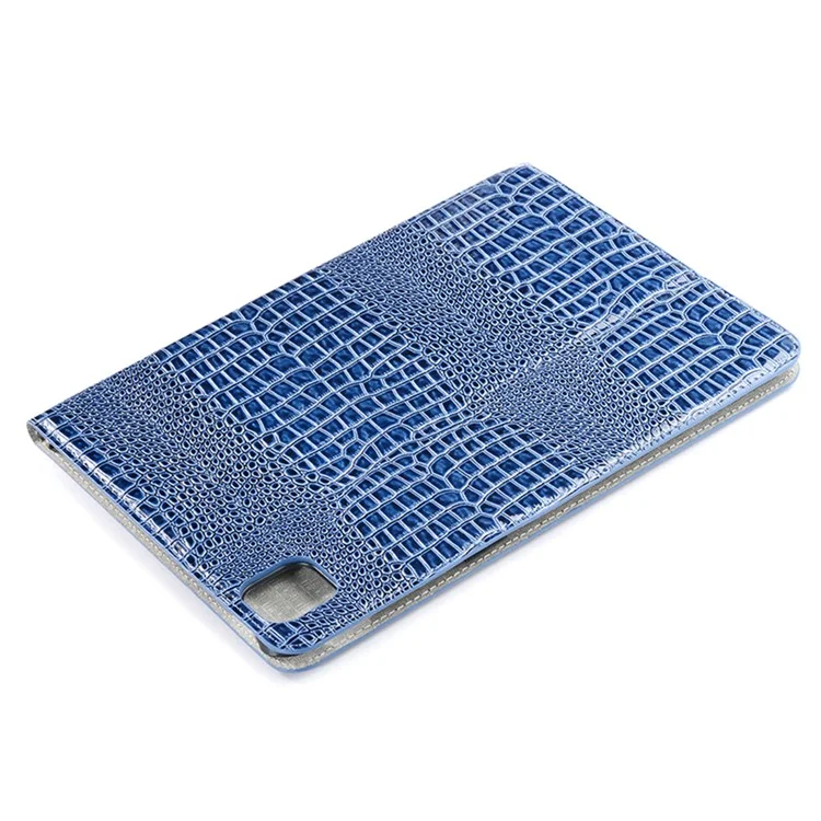 For iPad Pro 13 (2024) Case Smart PU Leather Tablet Cover Cash / Card Slots Crocodile Texture - Blue