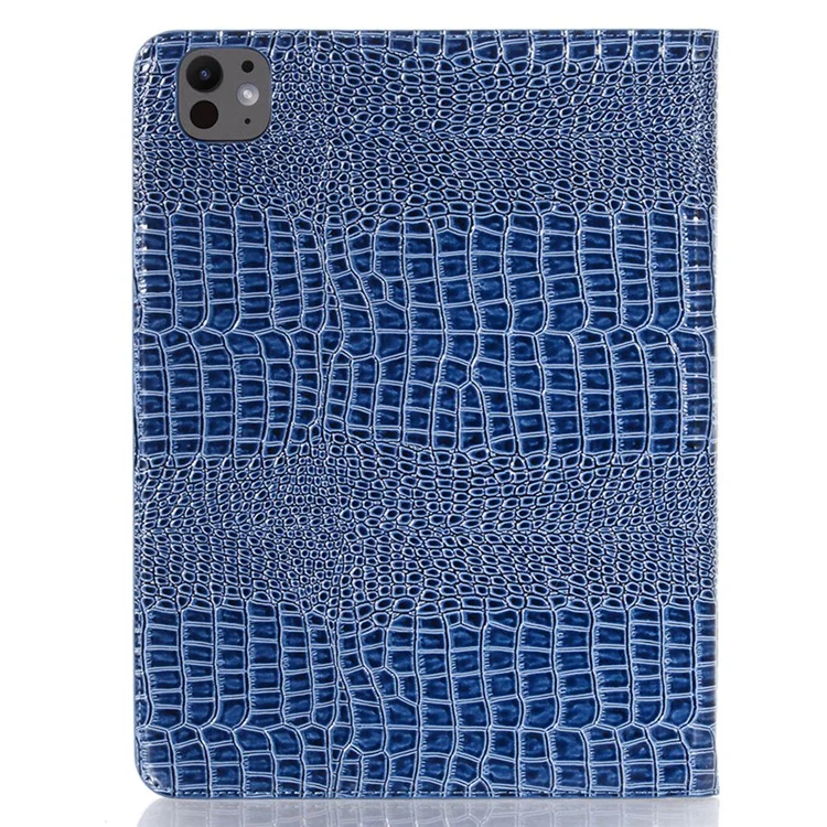 For iPad Pro 13 (2024) Case Smart PU Leather Tablet Cover Cash / Card Slots Crocodile Texture - Blue