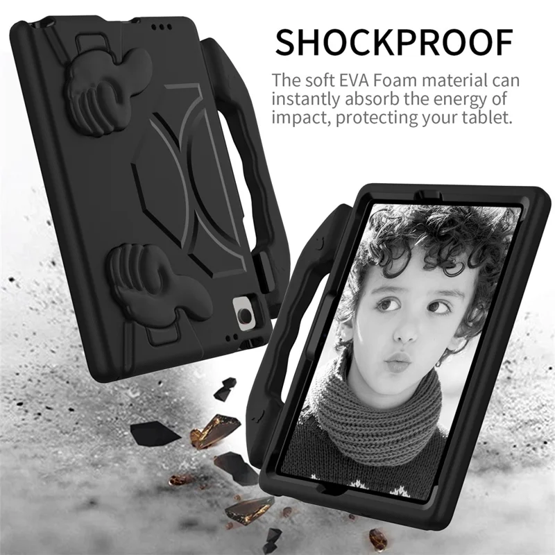 For Samsung Galaxy Tab A11+ / A9+ Protective Cover Anti-Drop EVA Tablet Case with Thumb Kickstand - Black