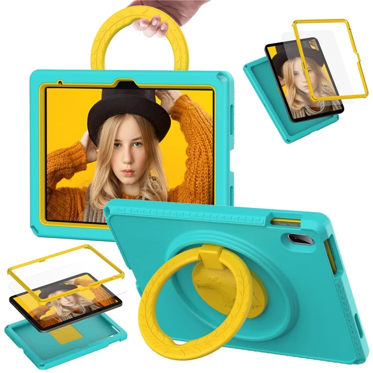 For iPad (2025) / 10.9 (2022) / Air 11 (2025) / (2024) Case Eagle Pattern Rotating Kickstand Tablet Cover with Shoulder Strap - Light Green