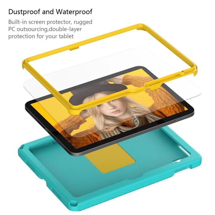 For iPad (2025) / 10.9 (2022) / Air 11 (2025) / (2024) Case Eagle Pattern Rotating Kickstand Tablet Cover with Shoulder Strap - Light Green