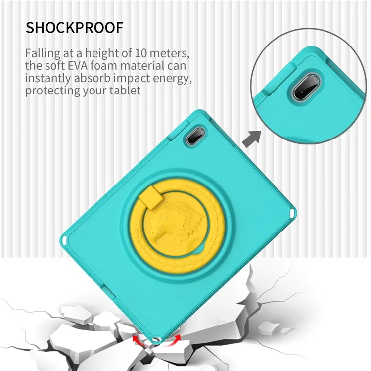 For iPad (2025) / 10.9 (2022) / Air 11 (2025) / (2024) Case Eagle Pattern Rotating Kickstand Tablet Cover with Shoulder Strap - Light Green
