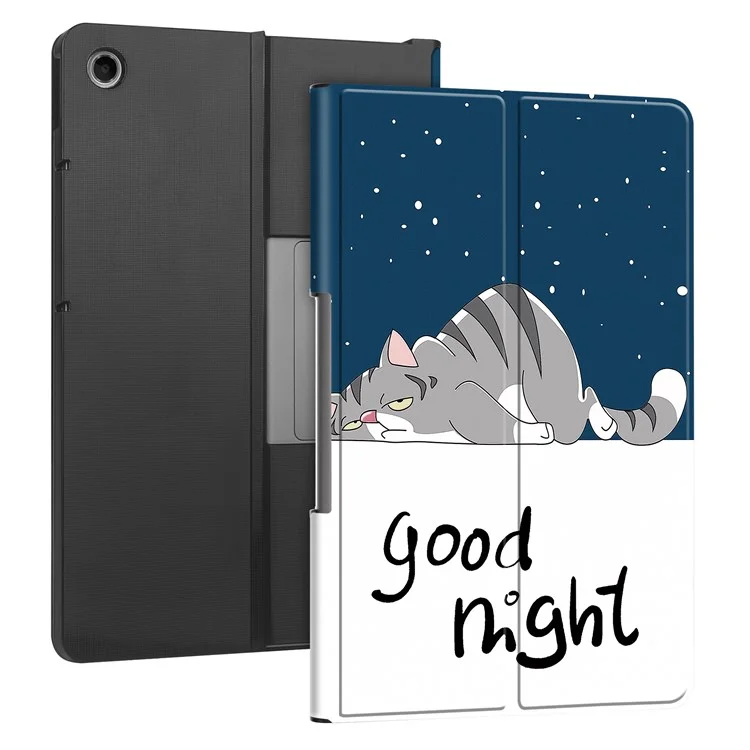 Para el caso de la tableta Lenovo Tab Plus Stand Case Pattern Print Leather - Gato