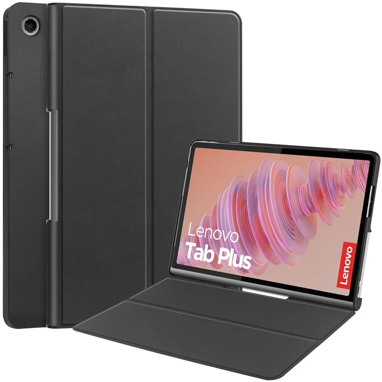 Funda de pie para Lenovo Tab Plus, a prueba de golpes, de piel - negro